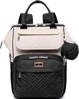 BabbleRoo Diaper Bag Backpack, Multifunction Nappy Changing Bag with Changing Pad, Stroller Straps & Pacifier Case, Unisex Stylish Travel Back Pack for Moms & Dads – Apricot & Black