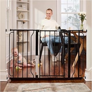 Price Drop: Regalo Safety 29-49" Easy Step Extra Wide Baby Gate for Doorways & Bottom of Stairs, Pressure Mounted Safety Gate with Door for Babies, Toddlers & Pets, Black