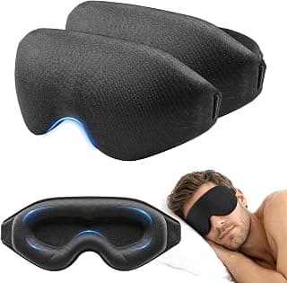 2 Pack 3D Sleep Mask, Contoured Eye Mask for Side Sleepers, Women & Men, Blackout Eye Cover with Adjustable Strap, Breathable Blindfold for Travel, Nap and Home