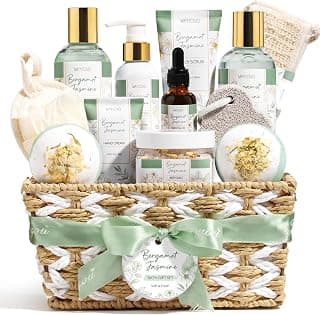 Bergamot Jasmine Bath and Body Kit Care Package, Anniversary Bosses Day Gifts for Women Mom Her Wife Girlfriend Friend Sister