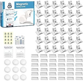 Baby Proof Me Baby Proofing Magnetic Child Safety Cabinet Locks, 36-Pack | Childproof Your Home, Invisible Drawer Locks, Unlocks With Magnetic Key, Fits Cupboards & Cabinets, No-Drill Install, 9 Keys