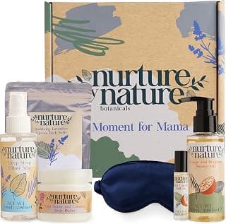 Bath salts, shower oil, body butter, pillow spray, eye mask, roll-on; spa kit for women after baby, pregnancy & postpartum