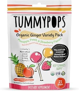 Tummypops Ginger Lollipops Variety Pack – 21 ct, for Queasy Stomachs | Gastroenterologist-formulated, USDA Organic, Clean Label Project, Gluten Free, Kosher, & Vegan