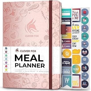 Clever Fox Weekly Meal Planner - Weekly & Daily Meal Prep Journal with Shopping and Grocery Lists for Menu Planning, Healthy Diet & Weight Loss Tracking, Lasts 1 Year, Undated, A5 - Rose Gold