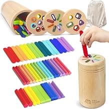 Swap the lids to create new challenges, Build grip strength by inserting wooden sticks, Sized for travel and waiting rooms.