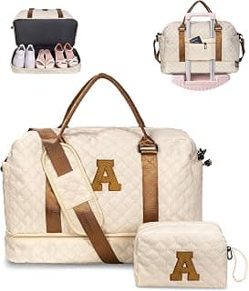 Girl Gift-Women Birthday Gifts-Travel Bags for Women-Overnight Bag | Gifts for Teenage Girls-Kids Duffel Weekend Bags with Shoe Compartment,Gift for Womens Friend Niece Sister Kids (Letter A)
