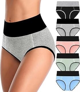Cotton High Waisted Womens Underwear Soft Stretch Breathable Full Coverage Ladies Panties(Regular & Plus Size)