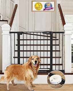 Cumbor 30-46" Baby Gate for Stairs, Mom's Choice Awards Winner-Auto Close Dog Gate for The House, Gifts for Mom, Easy Install Pressure Mounted Pet Gates for Doorways, Black
