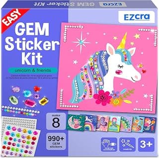 Trending on Amazon: EZCRA Easy Arts and Crafts for Kids - Fun Gem Sticker Kit - 8 Unicorn Princess Themes, 990+ Stickers - Gem Art for Kids - Diamond Art Kits - Gifts for Girls Ages 3-8