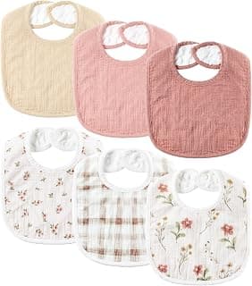 Pregnancy Hack: 6-Pack Muslin Baby Bibs for Unisex Boys Girls, Cotton Baby Drool Bibs, Drooling and Teething Bibs for Infant