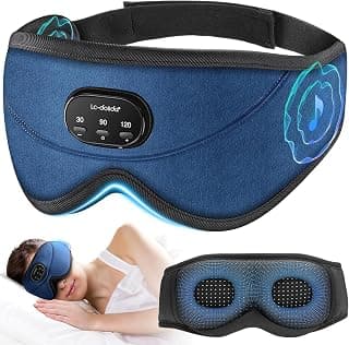 LC-dolida White Noise Bluetooth 5.4 Sleep Eye Mask with Timer, 3D Sleeping Mask Headphones with 16 Soothing Sounds, Total Blackout Sleep Headphones for Side Sleeper/Women/Men (Blue)