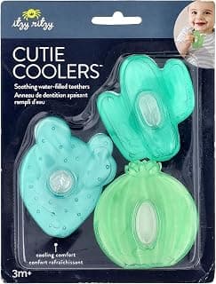 Itzy Ritzy Water-Filled Teethers - Cold Cutie Coolers Textured On Both Sides to Massage Sore Gums & Emerging Teeth - Can Be Chilled in Refrigerator, Set of 3 Green Cactus Water Teethers | Textured Surfaces Help Massage Sore Gums - Water-Filled Design Provides Cooling Comfort When Chilled in the Refrigerator.
