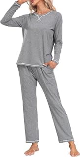 MoFiz Women's Pajamas Sets Long Sleeve Sleepwear 2 Piece Pjs Lightweight Lounge Set with Pockets
