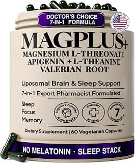Liposomal Magnesium L-Threonate with Apigenin, L-Theanine, & Valerian Root | Melatonin-Free Restful Sleep & Calm Focus Support: 7-Ingredient Formula with L-Theanine, Valerian Root & Chamomile