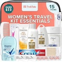 15-Piece Women’s Travel Toiletry Kit – With Premium Brand-Name Toiletries | TSA Approved Travel Essentials with Shampoo, Conditioner, Body Wash, Deodorant & Oral Care in Clear Bag