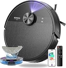 MONSGA Robot Vacuum and Mop Combo, 7000Pa Robotic Vacuum with Lidar Navigation, 180mins Runtime, Tangle-Free Robot Mop, 5 Editable Maps, APP/Remote/Voice Control, Ideal for Hard Floors and Carpets