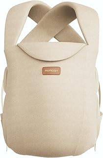 Momcozy Newborn Carrier WeeSnug - Lightweight and Cozy Comfort for 7-25 lbs | Ergonomic Cross-Back Support and Lumbar Pad, Effortless to Put On, 100% Soft Cotton, OEKO-TEX, Visual Size Scale, Khaki