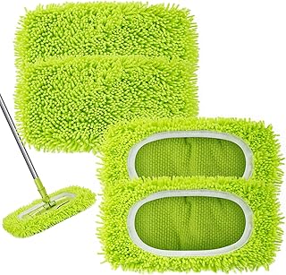 Reusable Dry Sweeping Cloths Microfiber Wet Mop Pads Compatible with Swiffer Sweeper Mop Replacement Sweeping Mopping pad Refills for Hardwood Surface Floor Cleaning (4PCS)