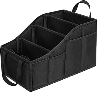 YOHOOLYO Car Seat Organizer Backseat Car Organizer with 4 Compartments, 4 Cup Holders and 7 Mesh Pockets for Front and Rear Seat, Black