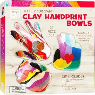 Hapinest Make Your Own Clay Handprint Bowl Kit for Kids, Arts and Crafts for Boys & Girls Ages 6 Years and Up