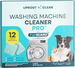 Uproot Clean Washing Machine Cleaning Tablets for Pet Owners, 24 Pack | HE/Top/Front Load Compatible, 12 Month Supply, Easily Removes Residue, Grime, and Odors, Formulated for Pet Owners