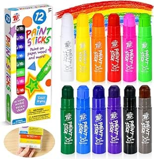 TBC The Best Crafts Paint Sticks for Kids Ages 2-8, 12 Classic Colors | Washable, Non-toxic, Tempera Paint Sticks for Crafts, Art Supplies, and Birthday Gifts