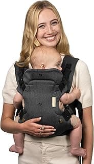 Infantino Flip Luxe 4-in-1 Baby Carrier Ergonomic 7-35 lbs, Onyx | Updated Lumbar Support, Premium Herringbone Fabric, Elevated Accents, for On-the-Go Parenting, for Infants to Toddlers