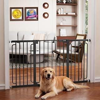 Easy Install Pressure Mounted Pet Gate for Doorways & Wide Openings, Easy Walk Thru Safety Proofing for Babies & Large Dogs