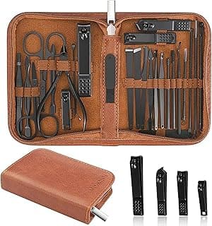 MINKINH Manicure Set Professional Nail Clipper Kit-26 Pieces,Brown | Stainless Steel Manicure Kit,Nail Care Tools with Travel Case for Men & Women,Hand & Foot Care,Gift for Family & Friends