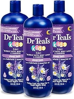 Dr Teal's Kids 3-in-1 Sleep Bubble Bath, Body Wash & Shampoo with Melatonin & Essential Oil, Lavender Scent, 20 fl oz (Pack of 3)