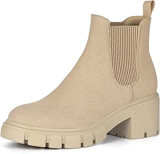 Trending on Amazon: Women's Chelsea Boots Fashion Lug Sole Chunky Heel Slip on Elastic Ankle Booties