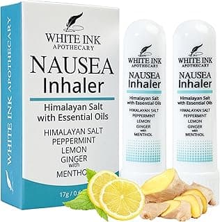 White Ink Nausea Relief Essential Oil Inhaler | 100% Natural | Travel | Motion or Morning Sickness | Pregnancy | Upset Stomach | Queasiness | Chemotherapy