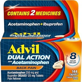 Advil Dual Action Back Pain Caplets Delivers 125mg Ibuprofen and 250mg Acetaminophen Per Dose for 8 Hours of Back Pain Relief - 144 Count