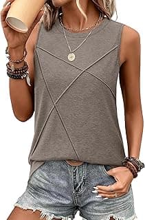Women's Sleeveless Summer Crewneck Loose Fit Tank Tops