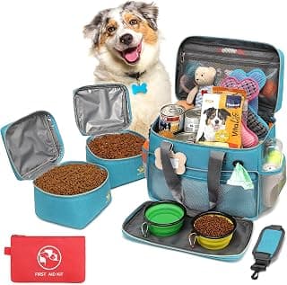Dog Travel Bag for Traveling| Week Away/Overnight Travel Accessories with Multi-Function Pockets|Pet Travel Set for Dog and Cat|Ultimate Gift for Dog Moms &Dads, Doggy Lovers &Pet Owners