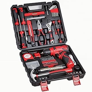 _SKIP_Tool Set - 8V Cordless Drill Set, 132 Piece Home Tool Set With Hand Drill, Tool Kit for Women & Men, Perfect for Homeowner, Diyer, Handyman