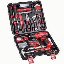 8V Cordless Drill Set, 132-Piece Home Tool Set for DIY & Home Improvement | Rechargeable Drill with LED Light & Accessories for Women, Men, Homeowners, Beginners, Furniture Assembly, Repairs