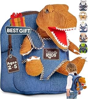 Naturally KIDS Toddler Backpack w. Plush Dinosaur Toy, Kids Gift 2 3 4 5 | 2-in-1 Dinosaur backpack, Dinosaur Toys for Kids 3-5, 2-4 in Gift-Ready Box, 2 Year Old Boy Birthday Gift & Christmas