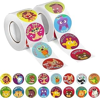 1000 PCS Incentive Animal Reward Stickers in 16 Designs - Teacher Supplies for Classroom & Potty Training