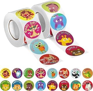 1000 PCS Incentive Animal Reward Stickers in 16 Designs - Teacher Supplies for Classroom & Potty Training