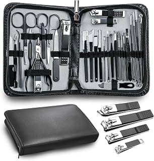 Manicure kit Personal Care Mens Grooming Kit, 30 in 1 Professional Nails Kit Pedicure Kit, Nail Clippers for Men and Beauty Tool Portable Set, with Luxurious Travel Case (Black)