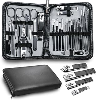 Manicure kit Personal Care Mens Grooming Kit, 30 in 1 Professional Nails Kit Pedicure Kit, Nail Clippers for Men and Beauty Tool Portable Set, with Luxurious Travel Case (Black)