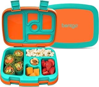 Bentgo Kids Bento-Style 5-Compartment Leak-Proof Lunch Box - Just-Right Portions for Ages 3 to 7, Durable, Drop-Proof, Dishwasher Safe, PFAS & BPA-Free & Made with Food-Safe Materials (Orange)