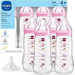 MAM 11oz Active Natural Flow Active Anti-Colic Baby Bottle, 4+ Mths, 4 Pack