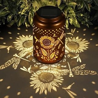 Solar Lanterns Outdoor Waterproof Hummingbird Garden Decor Christmas Gifts for Women Mom Grandma Hanging Lights Metal Decoration Outside for Yard, Patio,Backyard,Porch(Dragonfly and Sunflower) | Metal Hanging Solar Lights Birthday Gifts for Grandma Mom Solar Decoration Outside for Yard, Patio, Porch(Dragonfly)