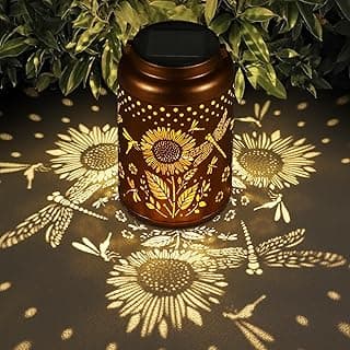 Solar Lanterns Outdoor Waterproof Hummingbird Garden Decor Christmas Gifts for Women Mom Grandma Hanging Lights Metal Decoration Outside for Yard, Patio,Backyard,Porch(Dragonfly and Sunflower) | Metal Hanging Solar Lights Birthday Gifts for Grandma Mom Solar Decoration Outside for Yard, Patio, Porch(Dragonfly)