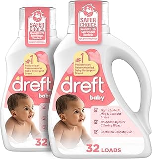 Dreft Baby Liquid Laundry Detergent, Gentle on Sensitive Skin Laundry Soap, 42 fl oz, 32 Loads, Pack of 2 (Packaging May Vary)