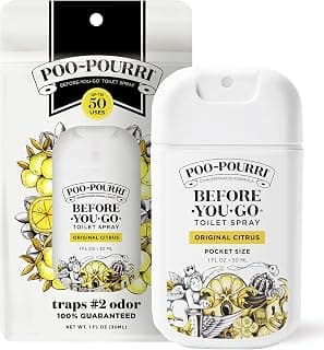 Travel Essentials On-The-Go Bathroom Odor Deodorizer with Essential Oils, TSA Approved Size, Lemon Bergamot, Up to 50 Uses