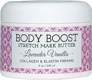Body Boost Lavender Vanilla Stretch Mark Butter 8 oz.- Helps Treat Stretch Marks and Scars- Pregnancy and Nursing Safe- with Shea Butter