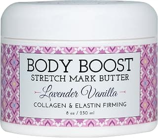 Body Boost Lavender Vanilla Stretch Mark Butter 8 oz.- Helps Treat Stretch Marks and Scars- Pregnancy and Nursing Safe- with Shea Butter